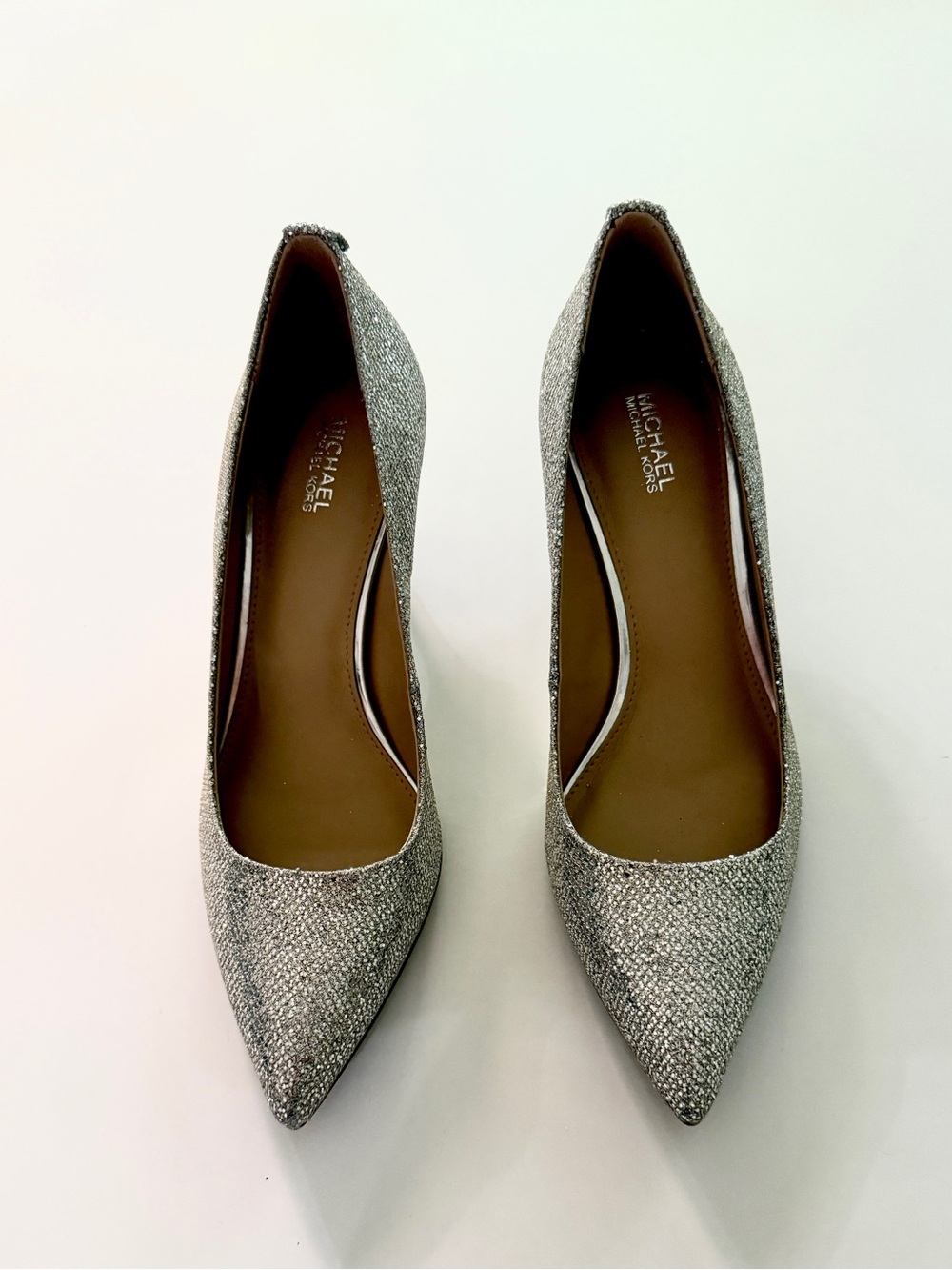 MICHAEL Michael Kors Silver Glitter Pointed-Toe Pumps